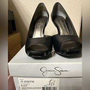 Jessica Simpson Black Platform Peep Toe Heels